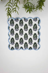 Decorative Leaf Motif Patterned Embroidered Edge Cocktail Napkin 1 Piece